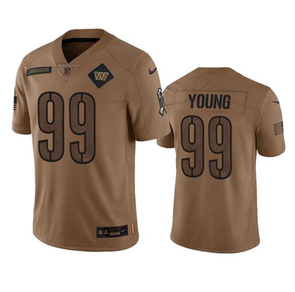 Men's Washington Commanders #99 Chase Young 2023 Brown Salute To Service Limited Football Stitched Jersey Dyin